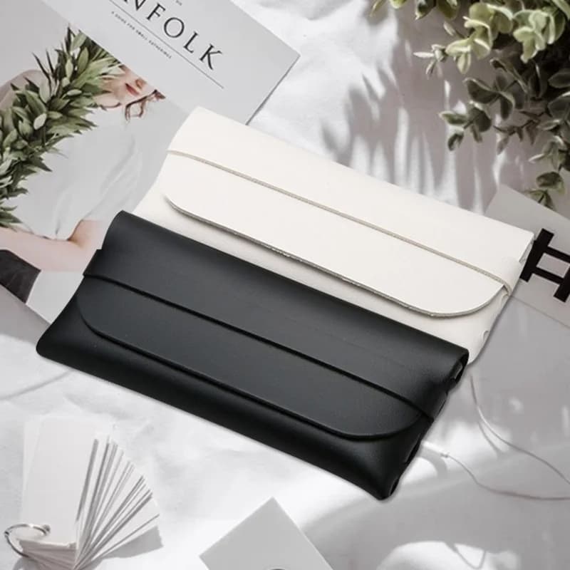 Black and White Soft and Stylish Leather Glasses Cases - Glasses Protection Bags, Travel Accessories for Men and Women - Stylish