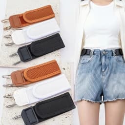 Hook and Loop No Buckle Invisible Stretch Belt Soft Wide Fit Men Women Jeans Waist Tightener Adjustable Casual Lazy Waistband
