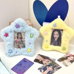 Cute Photocard Case Student Card Holder Cartoon Star Shape Photo Card Holder Bag Keychain Idol Photos Protective Cover