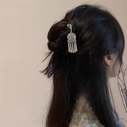 Neo-chinese Style Flower Hairpin Ink Colored Flower Tassel Hair Stick For Women Girls Elegant Exquisite Fashion Hair Accessories