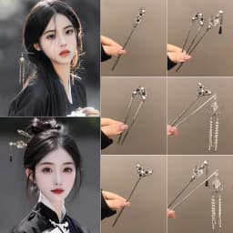 Neo-chinese Style Flower Hairpin Ink Colored Flower Tassel Hair Stick For Women Girls Elegant Exquisite Fashion Hair Accessories
