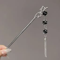 Neo-chinese Style Flower Hairpin Ink Colored Flower Tassel Hair Stick For Women Girls Elegant Exquisite Fashion Hair Accessories
