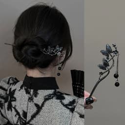 Neo-chinese Style Flower Hairpin Ink Colored Flower Tassel Hair Stick For Women Girls Elegant Exquisite Fashion Hair Accessories