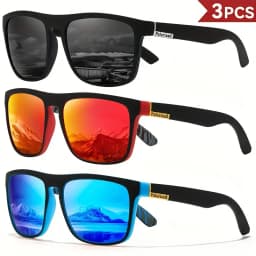 1/2/3/4PCS Men's Classic Square Polarized Sports Sunglasses Lightweight PC Frame UV400 Unisex Durability Driving Fishing Cycling