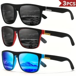 1/2/3/4PCS Men's Classic Square Polarized Sports Sunglasses Lightweight PC Frame UV400 Unisex Durability Driving Fishing Cycling