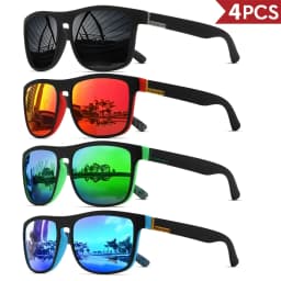 1/2/3/4PCS Men's Classic Square Polarized Sports Sunglasses Lightweight PC Frame UV400 Unisex Durability Driving Fishing Cycling
