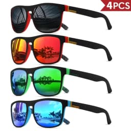 1/2/3/4PCS Men's Classic Square Polarized Sports Sunglasses Lightweight PC Frame UV400 Unisex Durability Driving Fishing Cycling
