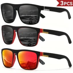 1/2/3/4PCS Men's Classic Square Polarized Sports Sunglasses Lightweight PC Frame UV400 Unisex Durability Driving Fishing Cycling