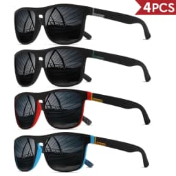 1/2/3/4PCS Men's Classic Square Polarized Sports Sunglasses Lightweight PC Frame UV400 Unisex Durability Driving Fishing Cycling