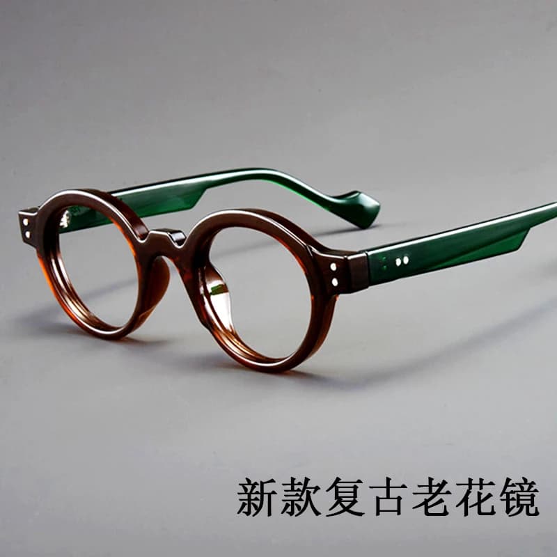 Retro Round Frame Fashionable Reading Glasses Made of Ultra Light Resin, Suitable for Both Men and Women