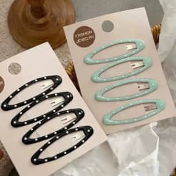 4Pcs Polka Dot Oval Hairpin Girl Heart Seamless Side Clip Simple and Sweet Break Clip Ins Girl Hairpin