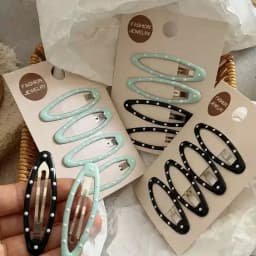 4Pcs Polka Dot Oval Hairpin Girl Heart Seamless Side Clip Simple and Sweet Break Clip Ins Girl Hairpin