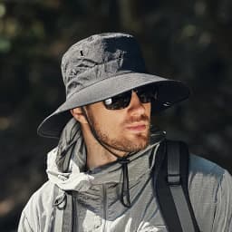 Wide Brim Bucket Hat for Men Women UV Protection Sun Hat with Adjustable Chin Strap Breathable Mesh for Hiking Fishing Camping