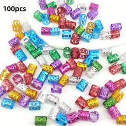 100PCS Multicolor Rings Dreadlocks Beads for Women and Girls, Braid Hair Decoration Colorful Aluminum Ring Adjustable Metal Cuff