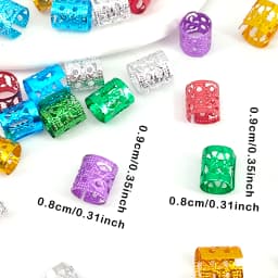 100PCS Multicolor Rings Dreadlocks Beads for Women and Girls, Braid Hair Decoration Colorful Aluminum Ring Adjustable Metal Cuff