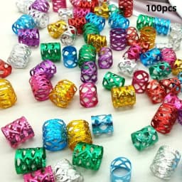 100PCS Multicolor Rings Dreadlocks Beads for Women and Girls, Braid Hair Decoration Colorful Aluminum Ring Adjustable Metal Cuff