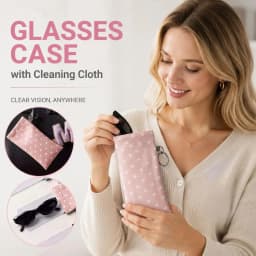 Eyeglasses Case Stylish Polka Dot Auto-close Glasses Bag With Cleaning Cloth Sunglasses Pouch Portable Hanging Card Holder