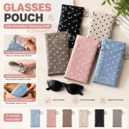 Eyeglasses Case Stylish Polka Dot Auto-close Glasses Bag With Cleaning Cloth Sunglasses Pouch Portable Hanging Card Holder
