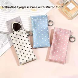 Eyeglasses Case Stylish Polka Dot Auto-close Glasses Bag With Cleaning Cloth Sunglasses Pouch Portable Hanging Card Holder