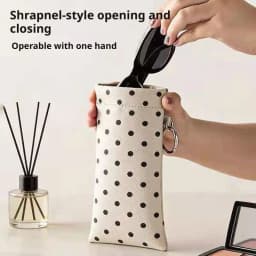 Eyeglasses Case Stylish Polka Dot Auto-close Glasses Bag With Cleaning Cloth Sunglasses Pouch Portable Hanging Card Holder