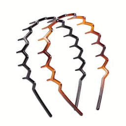2pcs/set Black Amber Wave Long Teeth Headband Anti-fall Resin Plastic with Teeth Non-slip Headband for Men and Women Face Wash H