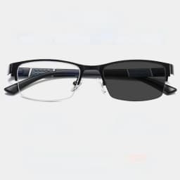 Men's Vintage Business Photochromic Myopia Glasses Half Frame Metal Blue Light Blocking Eyewear Classic UV Shades -0.5~4.0x