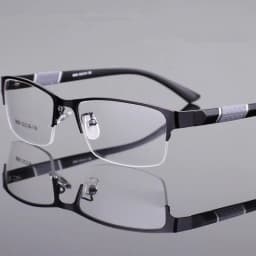 Men's Vintage Business Photochromic Myopia Glasses Half Frame Metal Blue Light Blocking Eyewear Classic UV Shades -0.5~4.0x