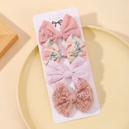 4Pcs Sweet Lace Printed Bowknot Hair Clips for Hair Girls Handmade Hairpin Boutique Barrettes Headwear Baby Hair Accessories