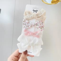4Pcs Sweet Lace Printed Bowknot Hair Clips for Hair Girls Handmade Hairpin Boutique Barrettes Headwear Baby Hair Accessories