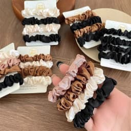 3PCS/Lot Luxury Brand Solid Color Satin Silk Hair Scrunchies For Women Simple Female Elastic Hair Bands Rubber Band Accessories