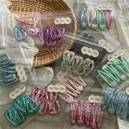 Personalized Colorful Sequins Water Drop BB Clip Bang Clip Sweet Girl Gold Powder Love Heart-Shaped Hairpin Side Clip New