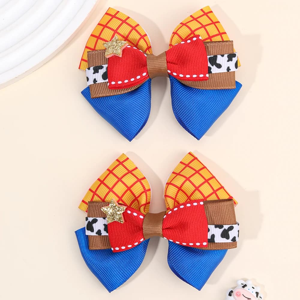 2Pcs 3 Layer Bow Hair Clips Sweet Sparkly Star Ribbon Ponytail Hairpin For Girls Kids Daily School Fashion Headwear Accessories