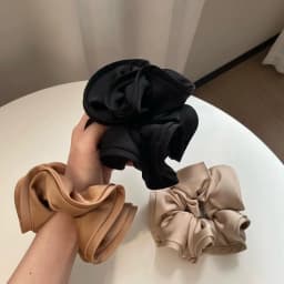 Korean Big Hair Tie Ribbon Scrunchies Satin Elastic Hair Band Bow Women Simple Temperament New Style  Ponytail Hair Accessories