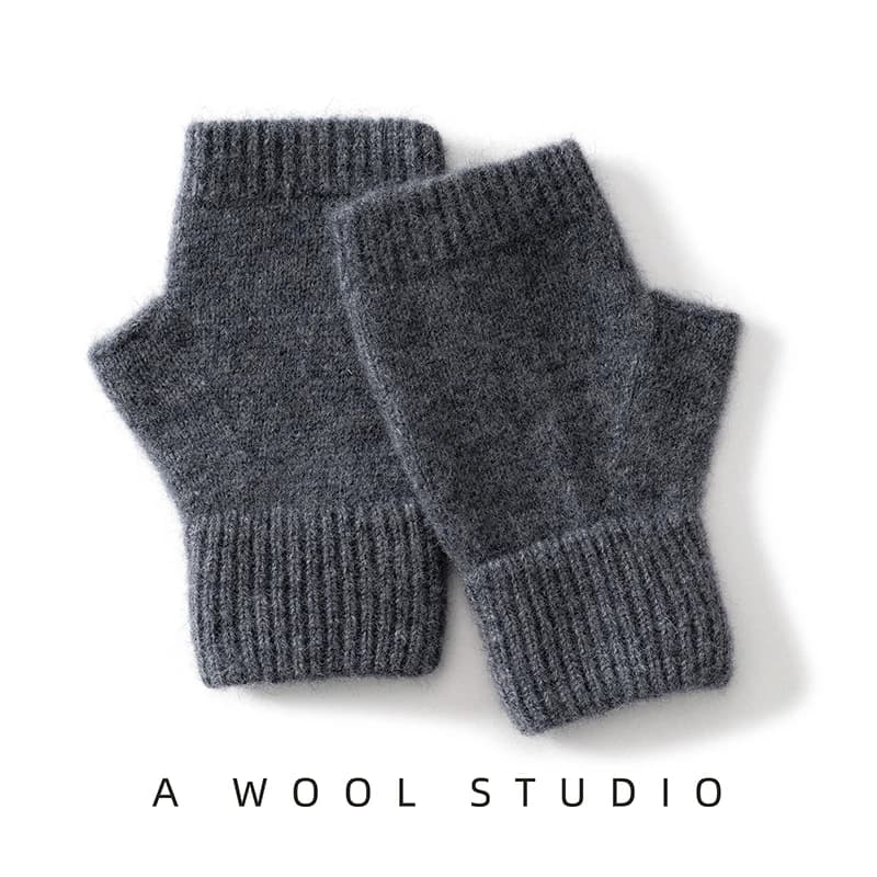 2025 Winter Women 100% Merino Wool Mitts 15cm Knitted Fingerless Gloves Thermal Gloves Semi Finger Lengthen Mittens Arm Warmers