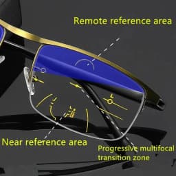 Progressive Multifocal Reading Glasses for Women and Men Anti-Blue Light Half Frame Bifocal Presbyopia Eyeglasses +100 To +400