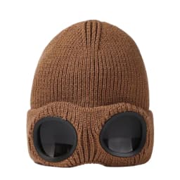 Men Women Knitted Hat with Goggles Windproof Winter Warmer Ski Beanies Unisex Soft Warm Anti-slip Ear Protection Garros