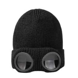 Men Women Knitted Hat with Goggles Windproof Winter Warmer Ski Beanies Unisex Soft Warm Anti-slip Ear Protection Garros