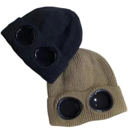 Men Women Knitted Hat with Goggles Windproof Winter Warmer Ski Beanies Unisex Soft Warm Anti-slip Ear Protection Garros