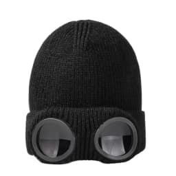 Men Women Knitted Hat with Goggles Windproof Winter Warmer Ski Beanies Unisex Soft Warm Anti-slip Ear Protection Garros