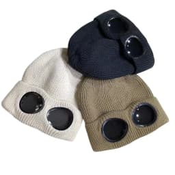 Men Women Knitted Hat with Goggles Windproof Winter Warmer Ski Beanies Unisex Soft Warm Anti-slip Ear Protection Garros