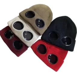 Men Women Knitted Hat with Goggles Windproof Winter Warmer Ski Beanies Unisex Soft Warm Anti-slip Ear Protection Garros
