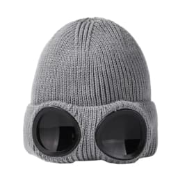 Men Women Knitted Hat with Goggles Windproof Winter Warmer Ski Beanies Unisex Soft Warm Anti-slip Ear Protection Garros