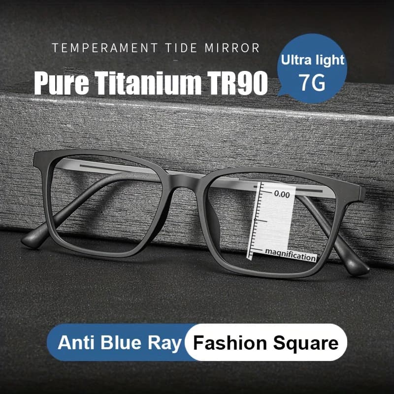 2025 Men's Progressive Multifocal Reading Glasses - Business Titanium Frame Computer Eyewear With Strengths 1.0, 2.0, 3.0