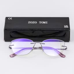 Women Progressive Multifocal Cat Eye Reading Glasses with Pink Purple Coatings Lens Rimless Design Flexible Temples Comfortable