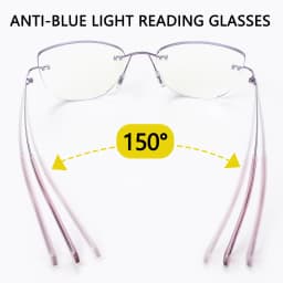 Women Progressive Multifocal Cat Eye Reading Glasses with Pink Purple Coatings Lens Rimless Design Flexible Temples Comfortable