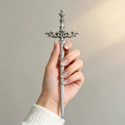 1pc Silver-Tone Sword Hair Stick Ornate Star Medieval Fantasy Design Perfect Cosplay Bold Hairstyles Looks Stylish Accessory