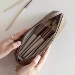 Exquisite Large Capacity Leather Pouch | Multifunctional Makeup Brush Case Pencil Bag | Multi-color Textured