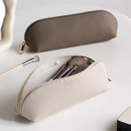 Exquisite Large Capacity Leather Pouch | Multifunctional Makeup Brush Case Pencil Bag | Multi-color Textured