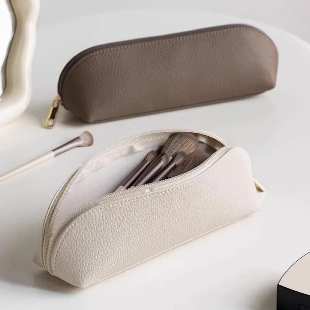 Exquisite Large Capacity Leather Pouch | Multifunctional Makeup Brush Case Pencil Bag | Multi-color Textured