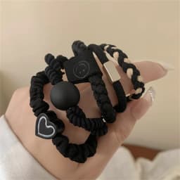 5pcs/Set Mixed Styles Hair Ties High Elastic Heart Shaped Rubber Band Women Girl No-Damage Ponytail Holder Scrunchies